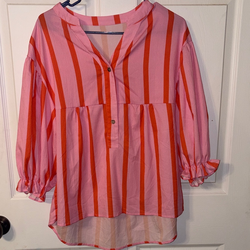 Striped Pink and Orange Blouse